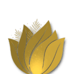 Deeper Living Adventures lotus mark — gold with shadow